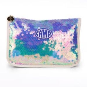 NEW CAMP Little Mermaid Disney Iridescent Sequin Zip Bag